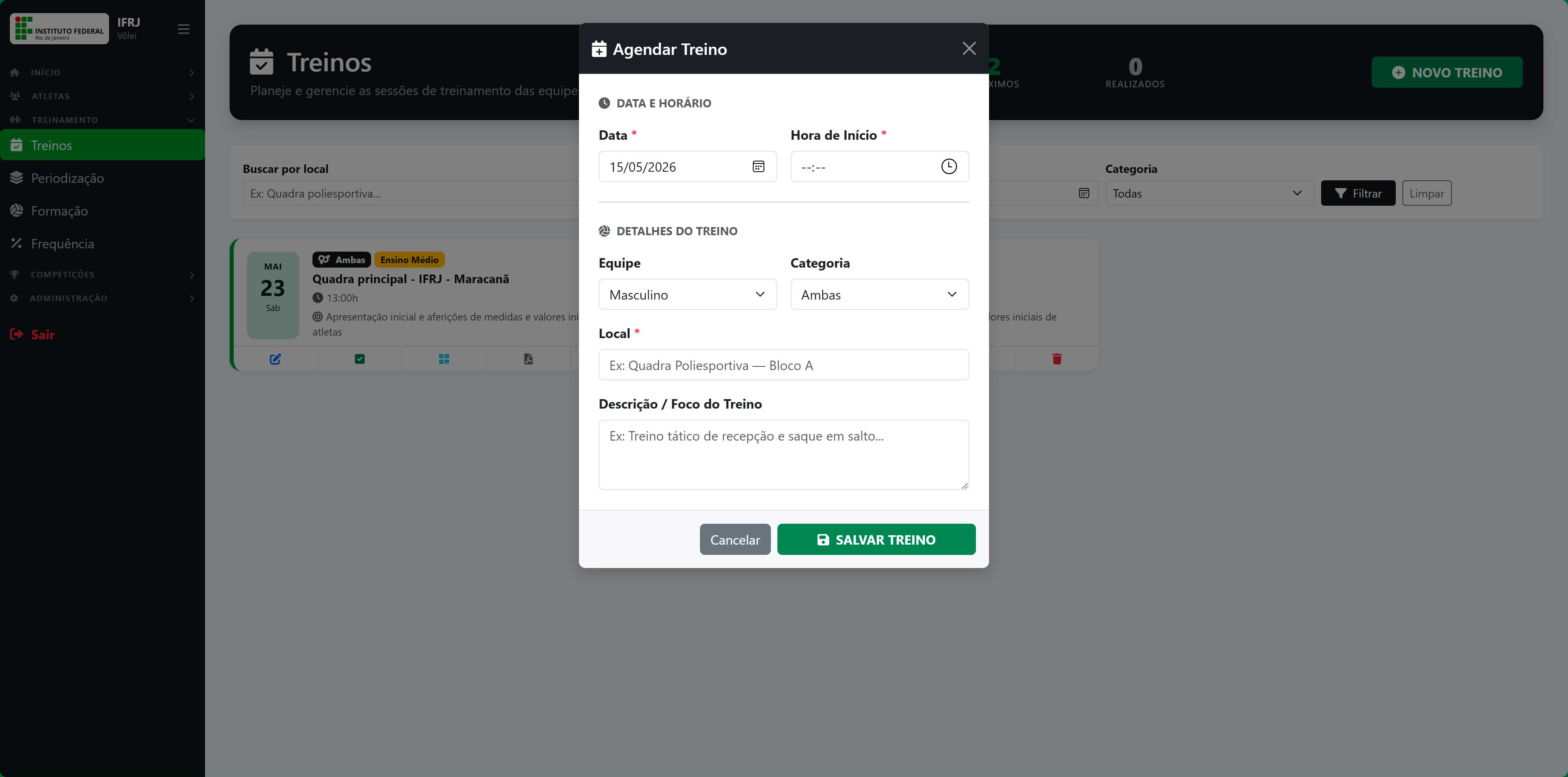 Treinamento — Plano de Treino