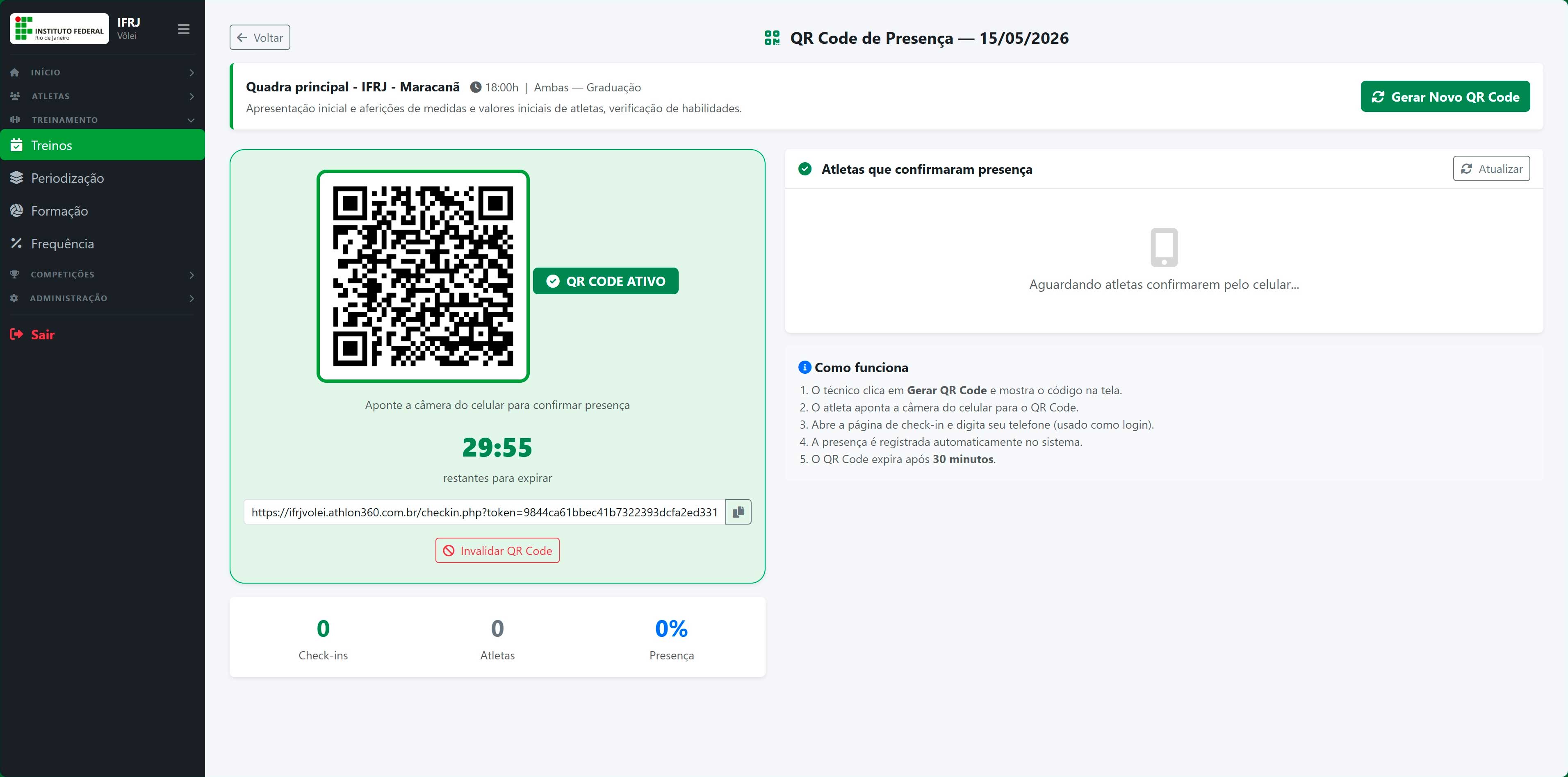 Presença por QR Code — IFRJ Vôlei
